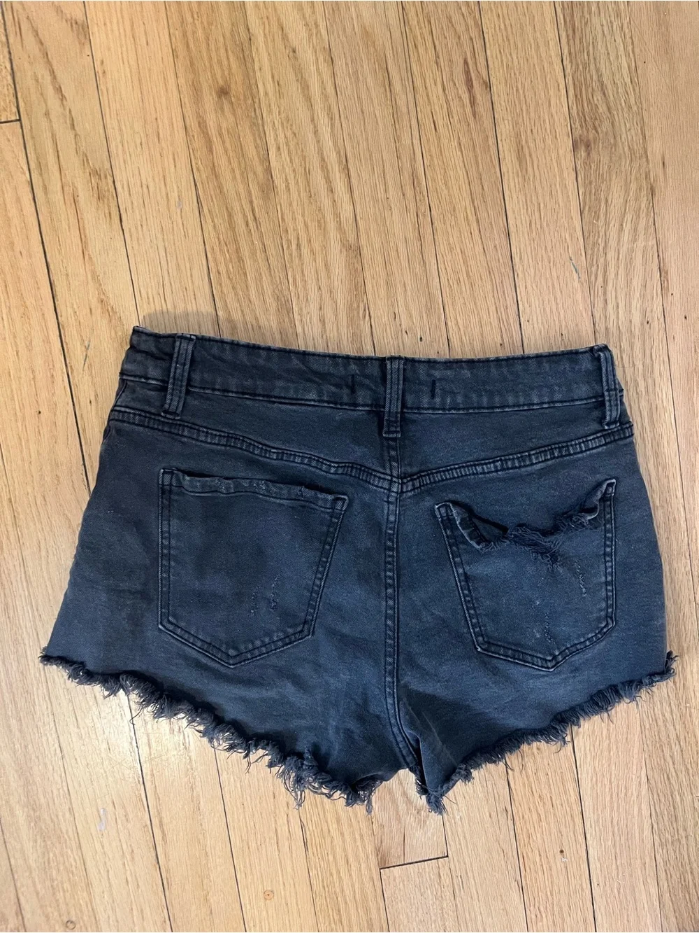 Black Distressed Denim Shorts